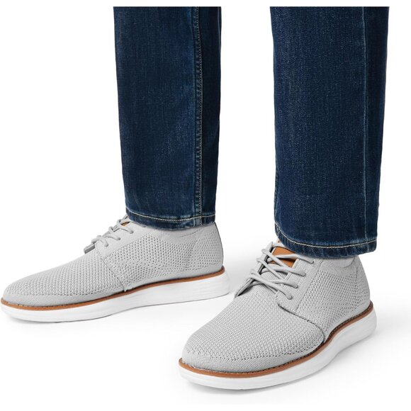⚡Men Grey Knit Flex Breeze Mesh Oxfords Lace-Up Lightweight Walking Sneaker - Picture 7 of 10
